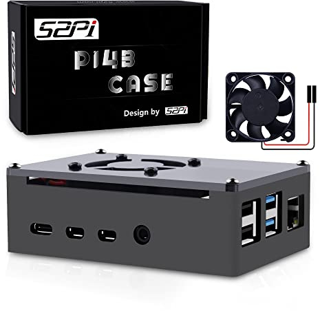 GeeekPi Raspberry Pi 4 Aluminium Gehäuse Mit Passiver Kühlung, 40mm Lüfter und Kühlkörper für Model B 1GB/2GB/4GB/8GB