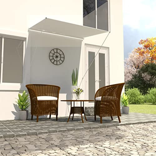 FIRBNUS Toldo Retráctil 150x150 cm Toldo Manual Retráctil Toldo Retractil Exterior Toldo Extensible Toldos Exterior Enrollables Toldo Ajustable Toldo Pared Toldos Impermeables Crema