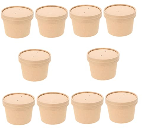 Anneome Lot De 10 Gobelets À Glace En Papier Avec Couvercles Pour Desserts Et Collations
