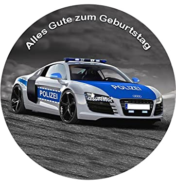 Tortenaufleger, Fondant, Wunschname, Tortenbild, Geburtstag, Polizei, Super Qualität, Ø 20cm, 06806
