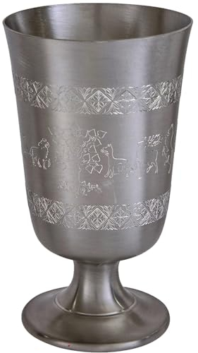 I LUV LTD Étain Médiéval Scène de Chasse Aux Pieds Calice Tasse 65 Pouces Gobelet Antique Finition Parfait pour la Gravure