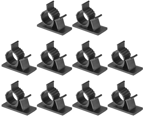 sourcing map 10Stk Einstellbar Kabelklemmen 13-16mm Selbstklebend Kabel Klemme Draht Klammern Kabel Organizer Kabelbinder für Kabel Management Schwarz