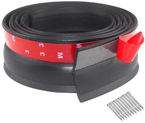 YQBFTC Junta de goma para puerta de garaje, 3 m, universal, multiusos para puerta de garaje, tira de sellado de goma con clavos para la intemperie, CKMFT-3M-01