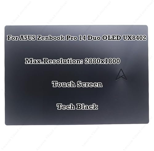 toplcdled 14.5 2.8K 2880×1800 Replacement for ASUS Zenbook Pro 14 Duo OLED UX8402 UX8402ZA UX8402ZE UX8402VV UX8402VU LCD Touch Screen Display Complete Assembly 120Hz Panel Tech Black