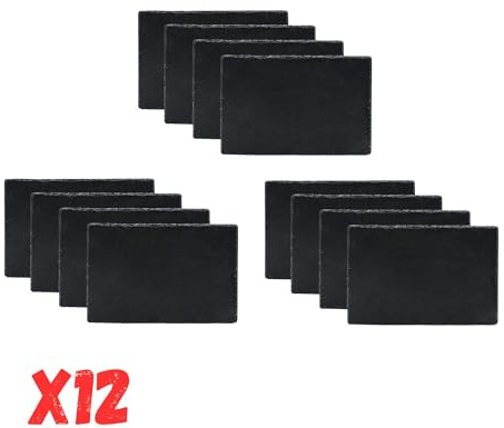 moorg Piatti Ardesia Naturale, Set da 12 Piatti Rettangolari, Piatto Ardesia da Portata Rettangolare 30x25 cm