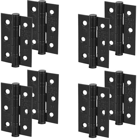 Decoranddecor Door Hinges Internal - Fire Rated - 3inc / 76mm - Ball Bearing - Steel - Matt Black - 4 Pairs