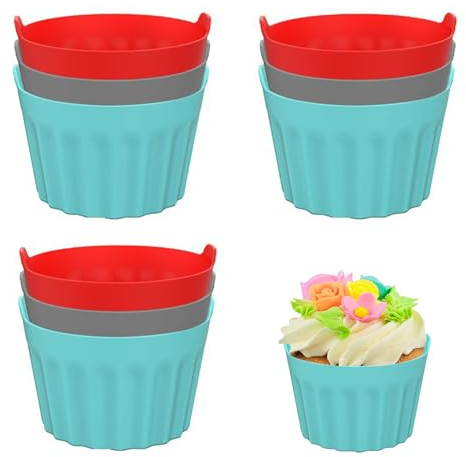 Recitem 9 Stück Eierbecher, Silikon Ei Pochierer, BPA frei Lebensmittel-Grade Material Pochier Tassen, Stapelbar, Perfekt Eier Machen, 3 Eierhalter, Pochierte Eier Macher Set (9 Stück)