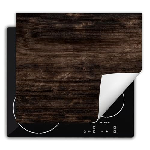 DarHaus Herdabdeckplatte Einteilig Küche Herdabdeckung Ceranfeld Herdabdeckplatten Anti Rutsch Matte Aufrollbar 60x52 cm, braun - Holz