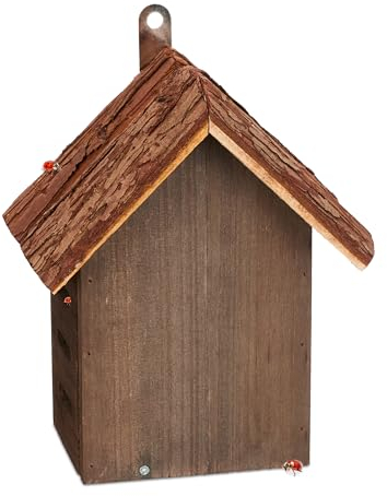 Relaxdays Marienkäferhaus, Marienkäferhotel Garten, zum Aufhängen, Holz, A, braun