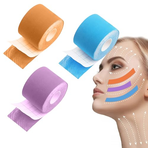 Face Lifting Tape - 2.5cm*500cm Multifunktion Anti Falten Face Tape - Gesichtsfalten Patches - Zornesfalte Pflaster - High Elastic Kinesiology Facial Stirn Augen Lippen Wrinkle Patches, 3 Stück