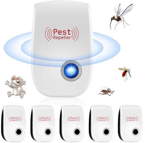 LYPPUL Ultraschall Schädlingsbekämpfer, 6 Stück Elektronische Insektenschutzmittel, Innenräumen Pest Repeller Schädlingsbekämpfung für Mücken, Kakerlaken, Motte, Mäuse, Ratten