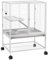PawHut Käfig für Kleintiere auf Rollen, 2 Ebenen mit 2 Türen, 1 Rampe, 1 Aufbewahrungsregal, Schüssel, Flasche – 61,5 x 44,5 x 86 cm, grau