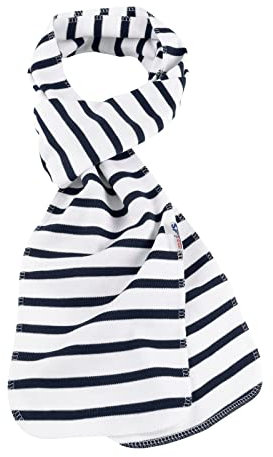 modAS Unisex Schal Bretonischer Kettelrandschal - Herrenschal Damenschal aus Baumwolle Größe 25 x 200 cm in Weiß-Blau