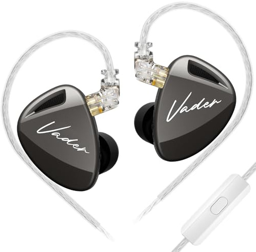 KZ Vader - Auricolari in-ear con monitor a triplo driver, Hi-Fi IEM con 4 livelli di sintonizzazione, pin da 0,75 mm, auricolari sportivi cablati (versione ad alta risoluzione, con microfono)