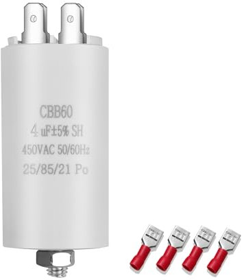 ANGEEK CBB60 450V 4UF 50/60HZ Kondensator,Einsteckkondensator,Starterkondensator,Geeignet für Pumpen,Bohrmaschinen,Rasenmäher und andere elektrische Geräte (vier Anschlüsse senden)