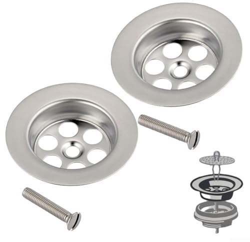 Juego de 2 Tapones de Baño de Acero Inoxidable con Tornillo Fregadero Cesta Filtro Tornillo Colador de Drenaje para Cocina, Ducha, Baño y Lavabo