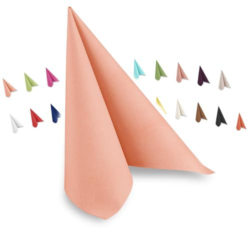 Hypafol Airlaid-Serviette Pfirsich | 50 St. | unterschiedliche Farben für jeden Anlass | 40 x 40 cm | abgestimmt auf Einrichtung & Dekoration | für Gastronomie und Zuhause