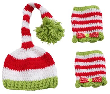 LIFKOME 2St Requisiten für Babyfotos Babygirl schlabberlatz Neugeborenes Weihnachten Strickset für Kinder Outfit handgemachte gehäkelte Babymütze Häkelmütze für Babys