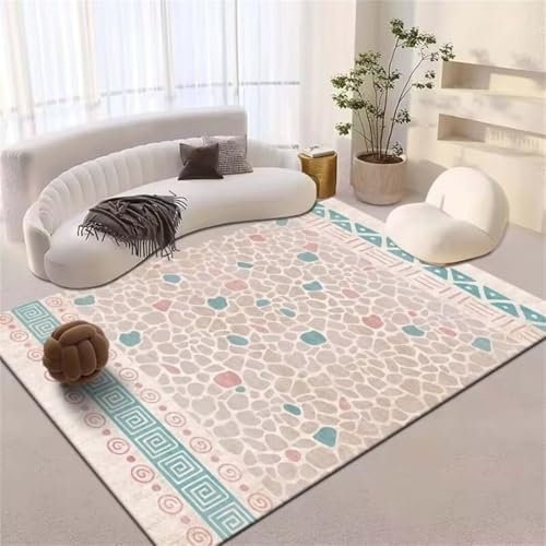 ROSURUG Rug Anti Slip Mat Bedroom Accessories For Teen Boys Pebble print living room decoration carpet soft and easy to care for Carpet Rug Rug Underlay (blue 130X190cm)