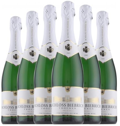 Schloss Biebrich Sekt Trocken 75 cl Weißer Sekt (Karton mit 6 Flaschen von 75 cl)