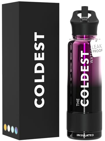Coldest Insulated Water Bottle with Straw Lid - Stainless Steel Metal Insulated Bottle for Men & Women (Violet Nova, 40 oz)