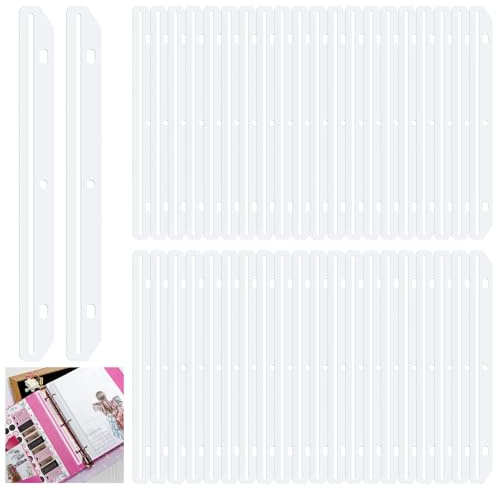40Pcs Magazine Holders for Binders, 3 Hole Punched Plastic Magazine Organizer, Binder Accessories 3 Ring Binder Insert Strips for File Book Paper Magazine Protectors for Collectors (Translucent White)