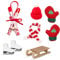 RTUOHUIN Wichtel Schlitten Set, 9 Stück Miniatur Wichtel Zubehör, Wichteltür Zubehör Weihnachten inkl.Ski Schlitten Schlittschuhe Mütze Schals Handschuhe, Kinderzimmer Dekoration für Weihnachten