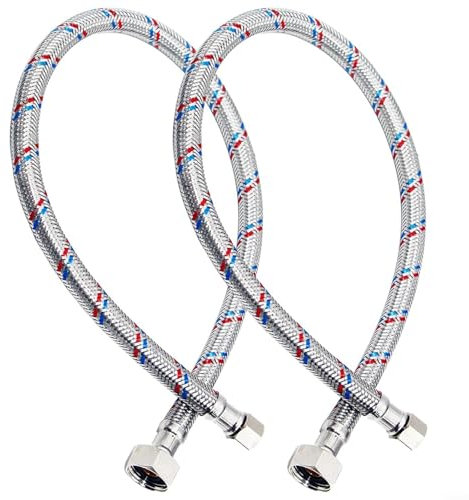 HOHOVYVY Lot de 2 tuyaux flexibles en acier inoxydable de qualité supérieure pour robinets de salle de bain et évier de cuisine (60 cm)