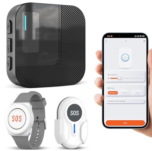 DAYTECH Notrufknopf für Senioren auf Handy, WiFi Tuya Smart Senioren Notfallknopf Alert System, Hausnotruf für ältere Patienten Behinderte,Kinder SOS Notruf(2Empfänger+1Notruf Armband+2Tasten)