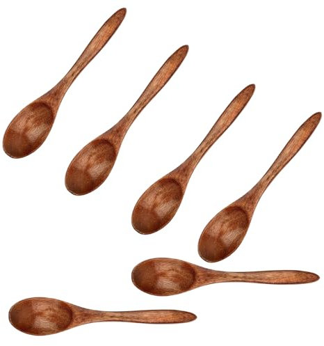 Lot de 6 Petites Cuillères en Bois cuillère à miel de 14,5 cm pour thé mini cuillères de service en bois pour chocolat chaud, miel, café, accessoires de cuisine