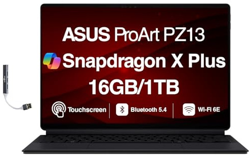 ASUS ProArt PZ13 - Laptop 2 en 1 con pantalla táctil AMOLED de 13.3 pulgadas, pantalla táctil AMOLED 2.8K (Qualcomm Snapdragon X Plus X1P-42-100, 16 GB LPDDR5X, Win 11 Pro) con MS 365 Personal