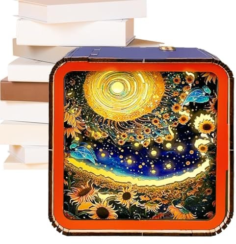 Yongany Wooden Puzzles Nightlight, Scenery Puzzle Nightlight, Funny Wooden Puzzles Nightlight, Dimmable Nightlight for Boys, Girls