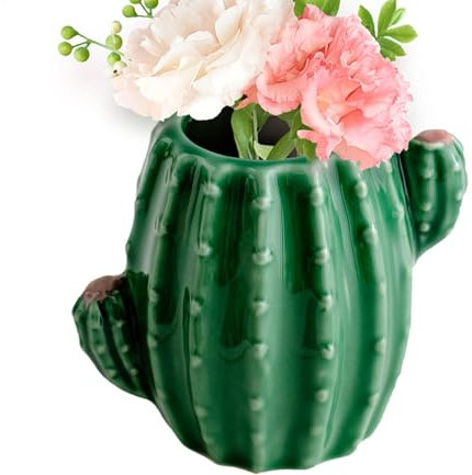 Vase en forme de cactus pour fleurs | Vase mignon – Décoration de cactus en céramique, arrangements floraux, petits vases, décoration de bureau, vase floral amusant