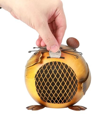 Metal Piggy Bank, Money Bank Money Saving Box Mouse Shaped Iron Art Indestructible Piggy Bank for Adults Table Decoration for Home