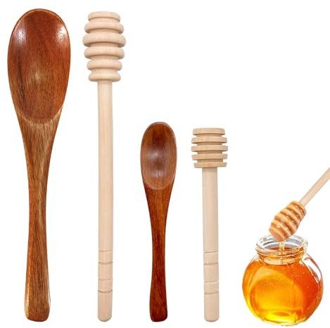 AffeGifts Bastoncini Legno cucchiaini da,4 Pezzi Cucchiaio di miscelazione Naturale cucchiaini di Legno Piccoli per tè di caffè di e Regalo di Favore di Festa di Nozze