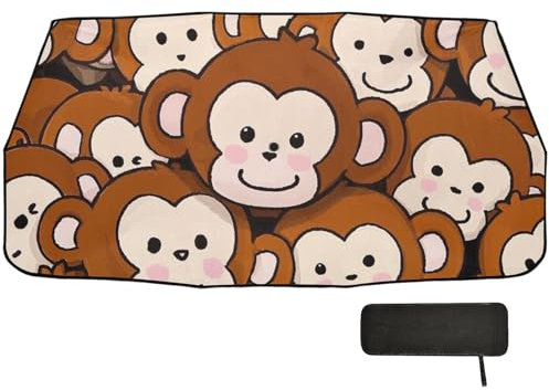 Bonito parasol de mono de dibujos animados para parabrisas de coche, plegable, protector térmico para ventana delantera, parasol delantero