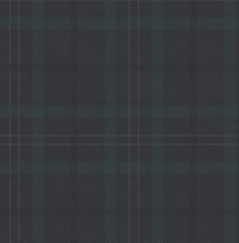 KT·EXCLUSIVE WALL FASHION – Vliestapete „Plaid Tailored“ – Geometrisches Karo-Muster – 52 cm × 10 m – hochwertig, pflegeleicht, hergestellt in den Niederlanden (Dunkelblau-Grün)