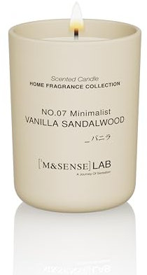 M&SENSE Duftkerzen im Glas Vanille-Sandelholz-Natursojawax Kerze 250g 50h Brenndauer,Geschenk für Frauen und Männer,Einfaches Design,Aromatherapie für Zuhause,Bad,Yoga Entspannung,Natural Soy Candle