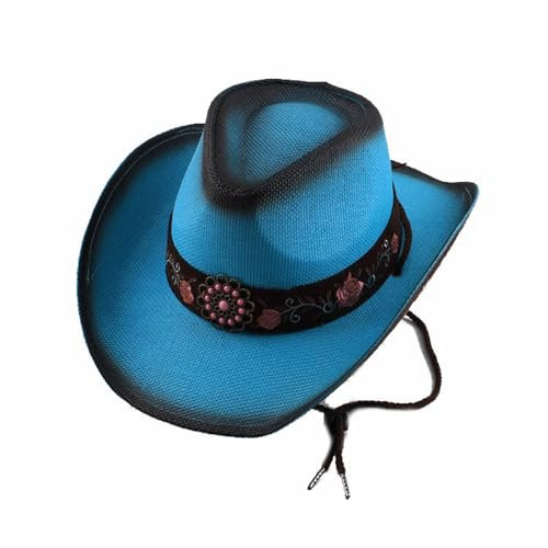 WUFANGBU Cappello in Denim Intrecciato di Paglia Traspirante Ombreggiatura Solare Coppia Stile Cappello da Sole Cappello da Spiaggia Cappello di Paglia Cappello da Donna Taglia Unica Cielo Blu
