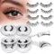 Faux Cils Magnetique aspect naturel 4 paires, aucune colle requise, ensemble de cils magnétiques réutilisables avec applicateur, faciles à porter avec instructions (4 paires A)