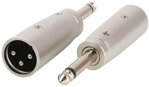 2-Pack 1/4 Inch 6.35mm TS Male to XLR Male Adapter, TS Mono to XLR Converter Audio Connector for Microphone, Speaker, Mixer, Guitar