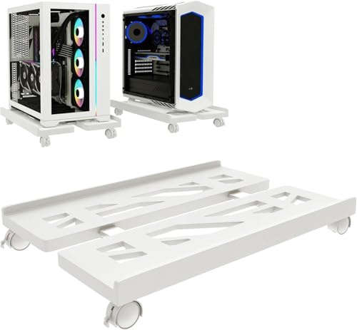 SVUPUE PC ständer,PC Tower ständer,fürTower, Computer Desktop Ständer, Schreibtisch,Gamer, Studenten, Zuhause,Mit 4 Rollen,Weiß