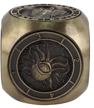Enwye DND Fingertip Spinner Dice, 7-in-1 Metallwürfelset mit 3D-Muster, polyedrisches Drehspiel, für DND-Geschenke, Rollenspiel-Brettspielzubehör, Bronze