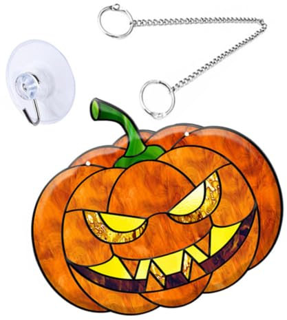 UKCOCO 1 juego de adornos de calabaza de Halloween, decoración colgante para porche, pared, puerta, exquisito, para amigos y ligero