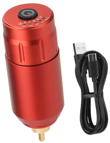 Gogogmee Estabilizador de Voltaje en Aleación de Aluminio para Máquina de Tatuajes Pantalla Digital y Batería Inalámbrica de 1300mah Color Rojo