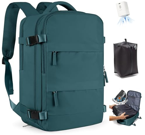 SZLX Vacuum Backpack Travel Bag with Pump Ryanair Cabin Bags 40x30x20 | Travel Backpack Cabin Size Wizzair Ryanair Cabin Bags 40x30x20 Underseat Carry-ons Easyjet Laptop Rucksack 14 inch Women Mens