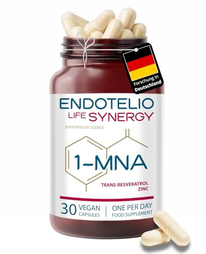 Endotelio - NAD Plus Optimierer mit Trans Resveratrol, 1-MNA und Zink - NAD+ Vorstufen & Polyphenole - Unterstützt Zellvitalität & Energie - Vegan, Glutenfrei, Tägliches Antioxidans - 30 Kapseln