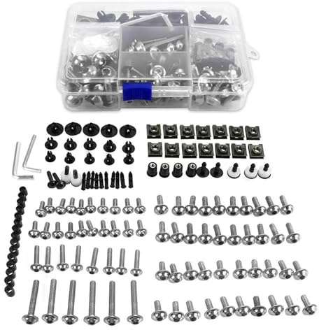 Vis De Carénage De Moto Kit De Vis Et Écrous Pour Carénage Moto Pour Yamaha FJR1300 FJR 1300 Fixations Clips Carrosserie Boulons Fixation Écrous(Argent)