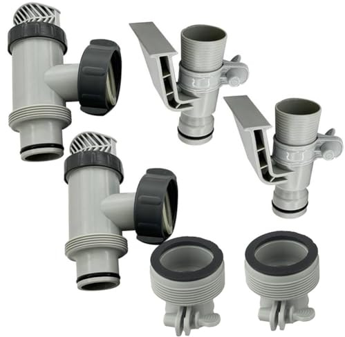 Pool Hose Adapter 1.25 to 1.5, Plunger Valve Set Type B for Above Ground Sand Filter Pump, Plastic Replacement Kit