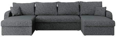 Mirjan24 Ecksofa Kristofer U, Design Eckcouch Couch mit Schlaffunktion, DREI Bettkasten, Wohnlandschaft, Bettfunktion, U-Form Sofa, Seite Universal, Farbauswahl (Bella 20)